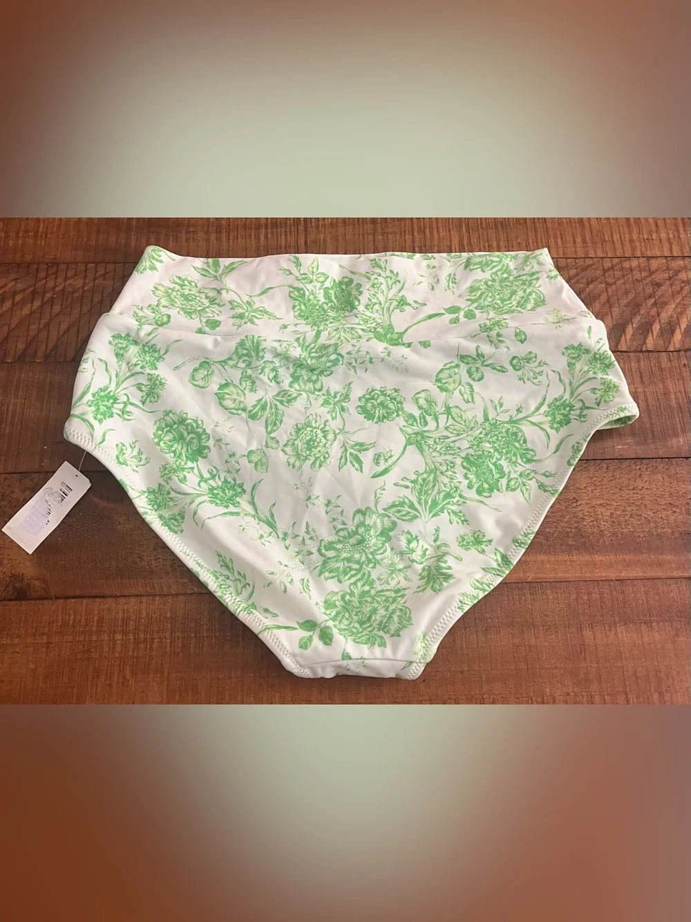 NWT Aerie Banded High Waisted Bikini Bottom Green Floral - Sz M